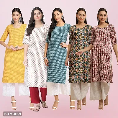 Women Stylish Crepe Printed Straight Kurta