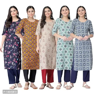 New Crepe Printed Kurtis Combo For Women Pack Of 5