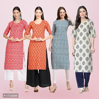 Women Stylish Crepe Printed Straight Kurta