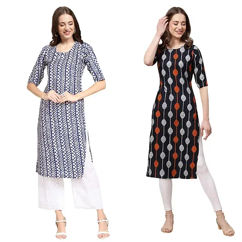 Stylish Crepe Printed Kurti - Pack of 2