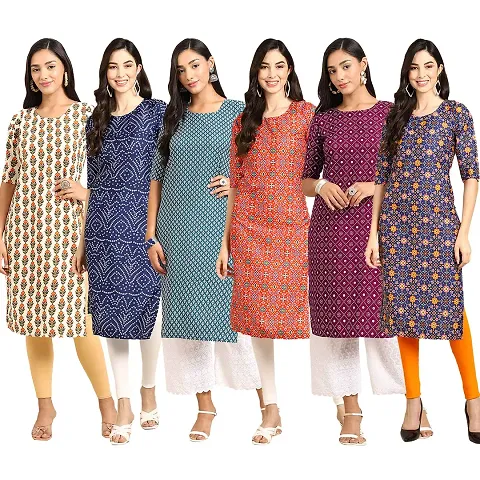 Fancy Combo of 6 Crepe Kurti