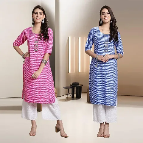 Fancy Straight Crepe Kurti - Pack Of 2