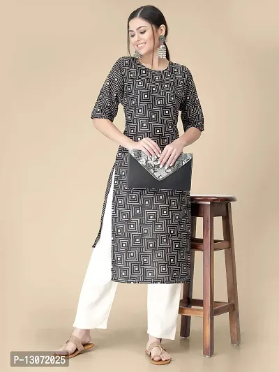 Straight Black Printed Crepe Kurta-thumb5