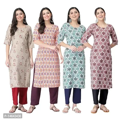 New Crepe Combo Printed Kurtis For Women Pack Of 4