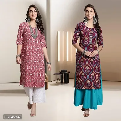 Fancy Rayon Kurtis For Women Pack Of 2-thumb0