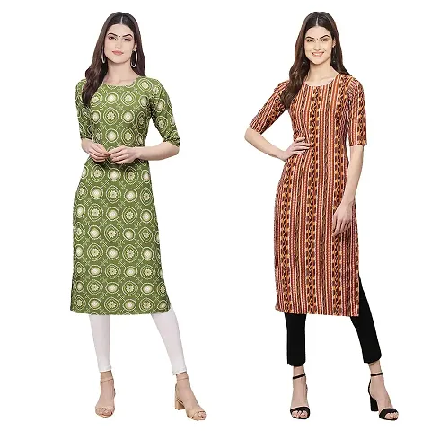 Stylish Digital Woman Crepe Kurtis Pack of 2