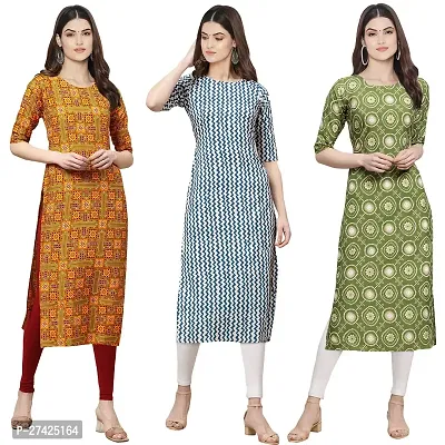 Stylish Multicoloured Crepe Stitched Kurta For Women Pack of 3