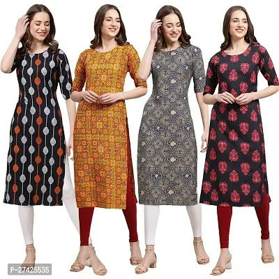 Stylish Multicoloured Crepe Stitched Kurta For Women Pack of 4-thumb0