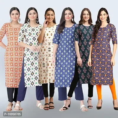 Women Stylish Crepe Printed Straight Kurta Combo