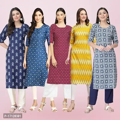 Women Stylish Crepe Printed Straight Kurta