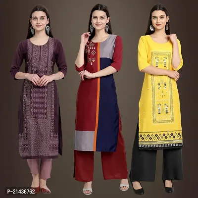 Fancy Crepe Kurtis for Women Pack Of 3-thumb0