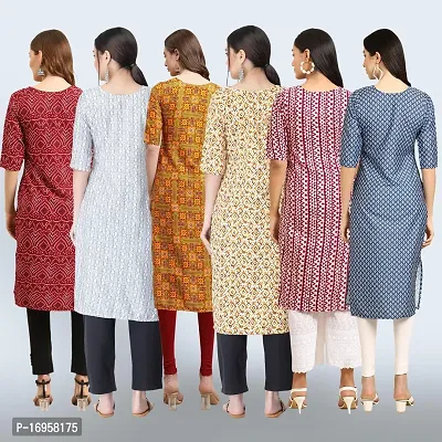 Women Stylish Crepe Printed Straight Kurta Combo-thumb2