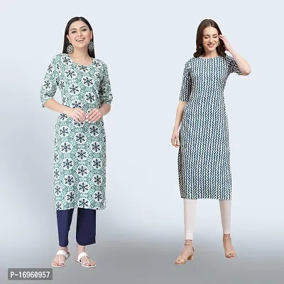 Women Stylish Crepe Ethnic Motif Casual Straight Kurta-thumb0