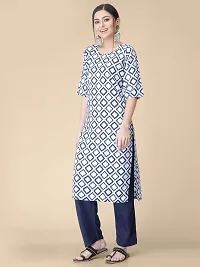 Straight White Printed Crepe Kurta-thumb1