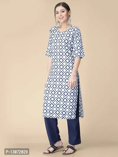 Straight White Printed Crepe Kurta-thumb2