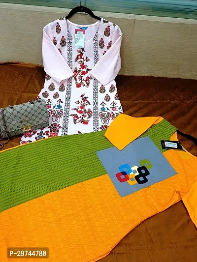 Attractive Multicoloured Printed Crepe Kurta Combo Of 2