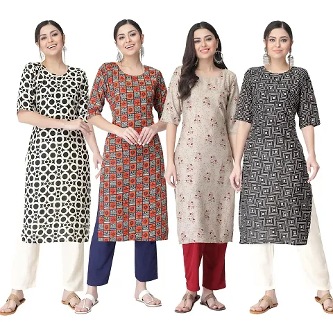 Trendy Crepe Kurta For Women- Combo Of 4