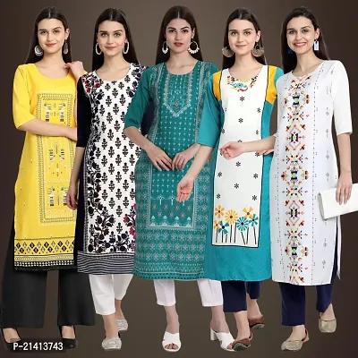 Fancy Crepe Kurtis For Women Pack Of 5-thumb0