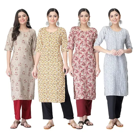 Trendy Crepe Kurta For Women- Combo Of 4