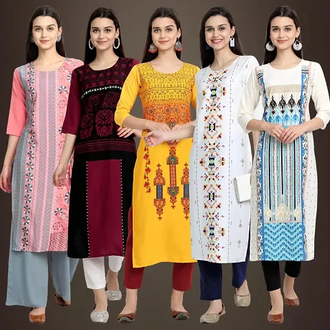 Fancy Crepe Kurtis For Women Pack Of 5