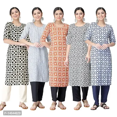 New Crepe Printed Kurtis Combo For Women Pack Of 5