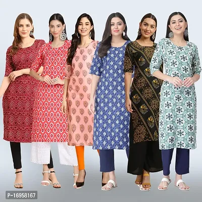 Women Stylish Crepe Printed Straight Kurta Combo