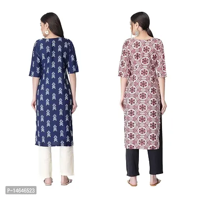 Attarctive Crepe Printed Straight Kurti Combo For Women Pack Of 2-thumb2