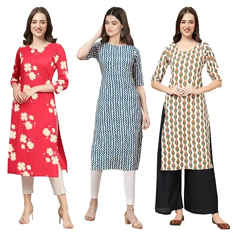 Beautiful Crepe Straight Kurta For Women Pack Of 3