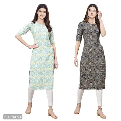 Stylish Crepe Digital Printed Kurta For Women- Pack Of 2