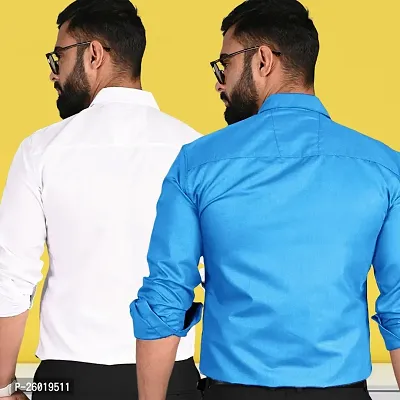 Comfortable Multicoloured Cotton Long Sleeve Formal Shirt For Men Pack Of 2-thumb2