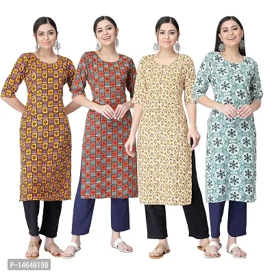 New Crepe Combo Printed Kurtis For Women Pack Of 4