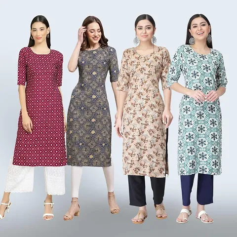 Pack Of 4 Crepe Printed Kurtis