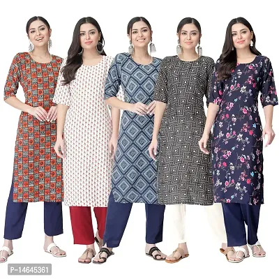 New Crepe Printed Kurtis Combo For Women Pack Of 5