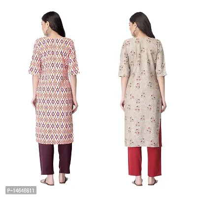 Attarctive Crepe Printed Straight Kurti Combo For Women Pack Of 2-thumb2