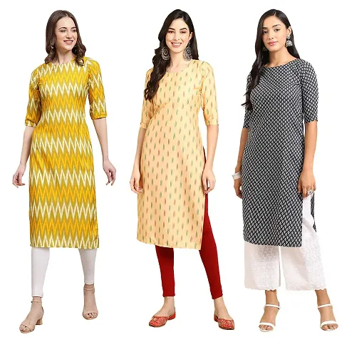 Beautiful Crepe Straight Kurta For Women Pack Of 3