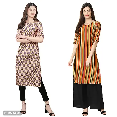 Stylish Crepe Digital Printed Kurta For Women- Pack Of 2-thumb0