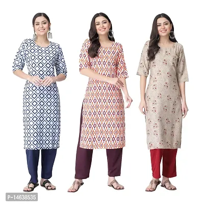 New Crepe Combo Printed Kurtis For Women Pack Of 3-thumb0