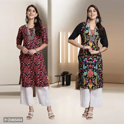 Fancy Rayon Kurtis For Women Pack Of 2-thumb0