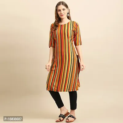 Stylish Crepe Striped Straight Kurta For Women