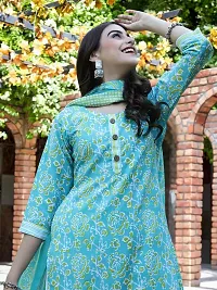 Fancy Cotton Blend Kurta Bottom And Dupatta Set For Women-thumb2