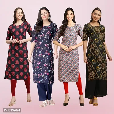 Women Stylish Crepe Printed Straight Kurta