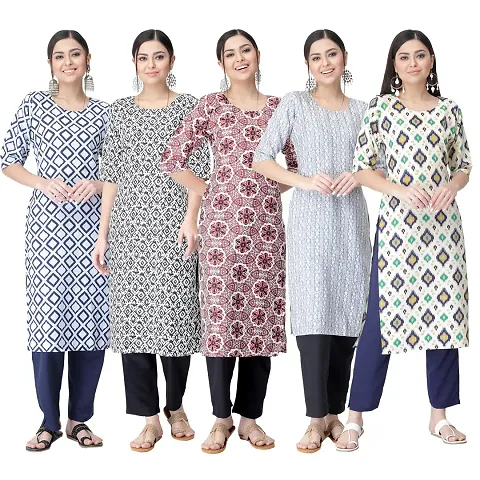 Women Stylish Crepe Straight Kurta Combo