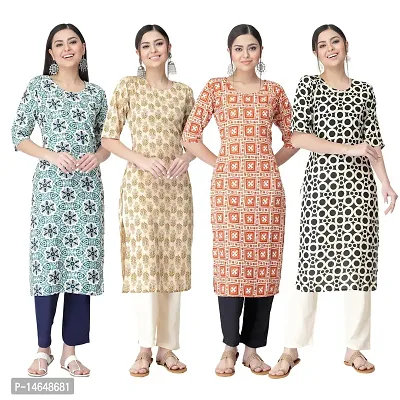 New Crepe Combo Printed Kurtis For Women Pack Of 4