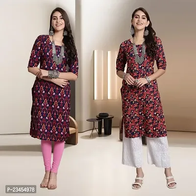 Fancy Rayon Kurtis For Women Pack Of 2-thumb0