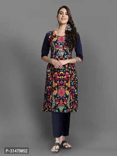 Stylish Crepe Printed Straight Kurta With Pant Set For Women-thumb2