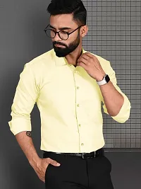Reliable Yellow Cotton Solid Long Sleeve Formal Shirts For Men-thumb1
