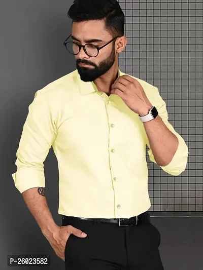 Reliable Yellow Cotton Solid Long Sleeve Formal Shirts For Men-thumb2