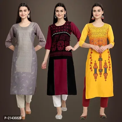 Fancy Crepe Kurtis for Women Pack Of 3-thumb0