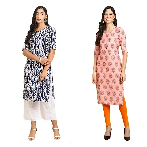 Pack Of 2- Printed Crepe Kurtas