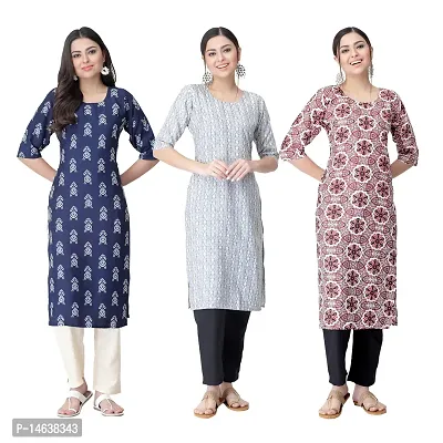 New Crepe Combo Printed Kurtis For Women Pack Of 3